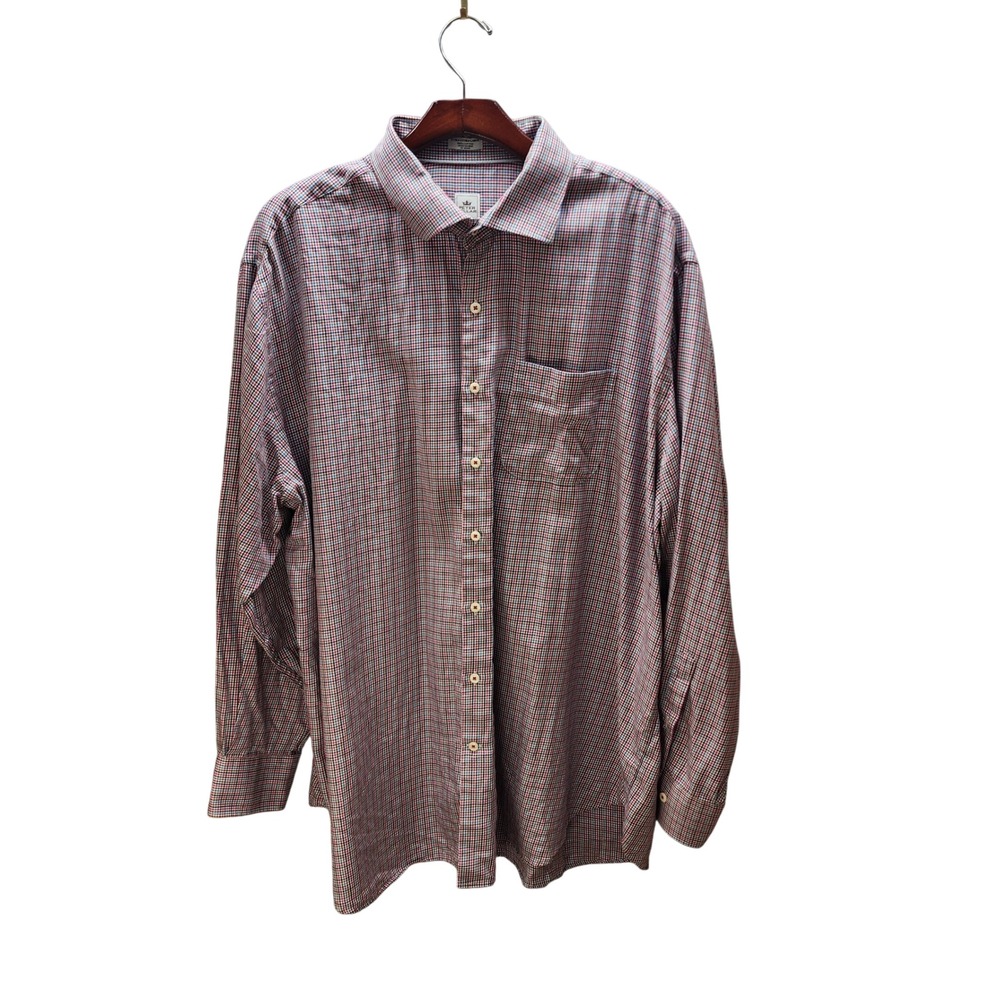 Peter Millar Mens XXL 2XL Multi Color Check Cotton Button Down Long Sleeve Shirt